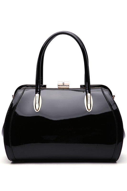 Glossy Patent Leather Satchel Handbag – Chic &amp; Versatile Style - Yourstylesite