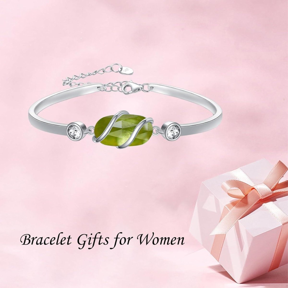 Green Malachite &amp; Sterling Silver Bangle for Elegant Women - Yourstylesite