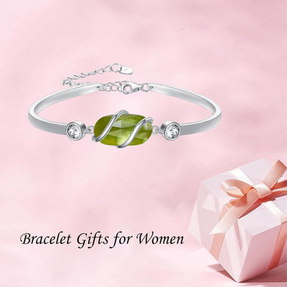 Green Malachite &amp; Sterling Silver Bangle for Elegant Women - Yourstylesite