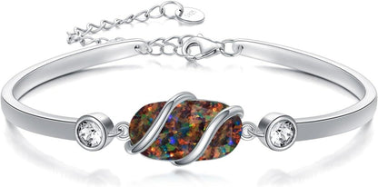 Green Malachite &amp; Sterling Silver Bangle for Elegant Women - Yourstylesite