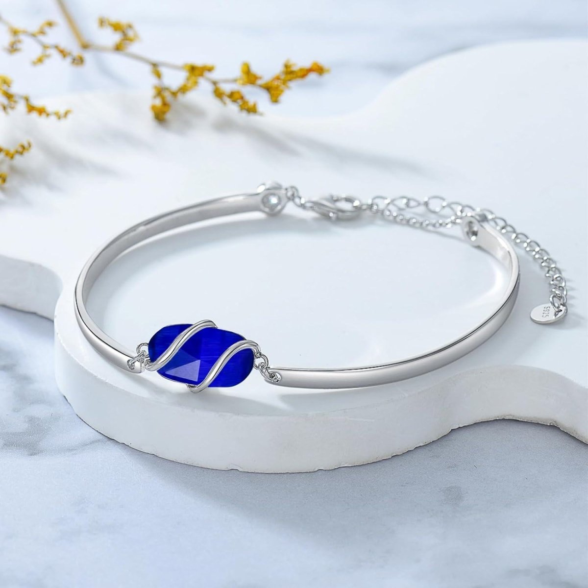 Green Malachite &amp; Sterling Silver Bangle for Elegant Women - Yourstylesite