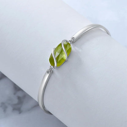 Green Malachite &amp; Sterling Silver Bangle for Elegant Women - Yourstylesite