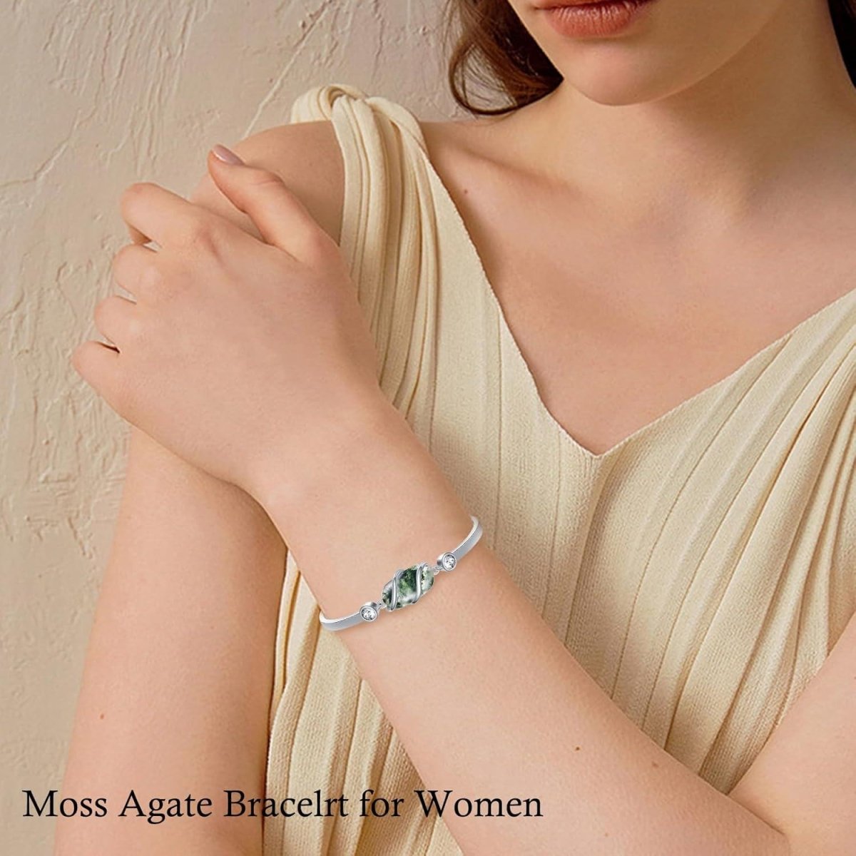 Green Malachite &amp; Sterling Silver Bangle for Elegant Women - Yourstylesite