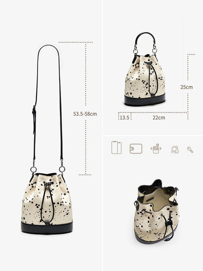 Luxury Cowhide Cross Body Bucket Bag - Elegant and Practical - Yourstylesite