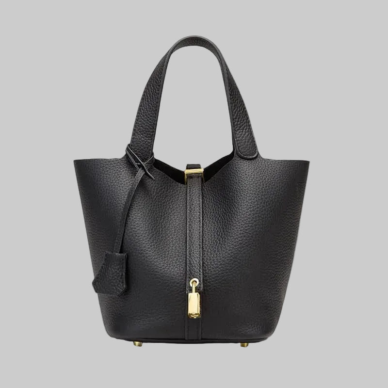 Premium Genuine Leather Bucket Bag with Classic Silhouette - Yourstylesite