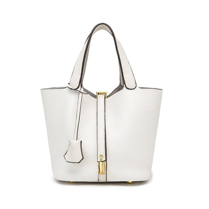 Premium Genuine Leather Bucket Bag with Classic Silhouette - Yourstylesite