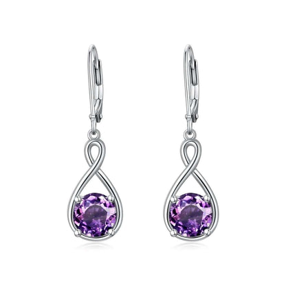 Elegant 925 sterling silver zircon infinity drop earrings
