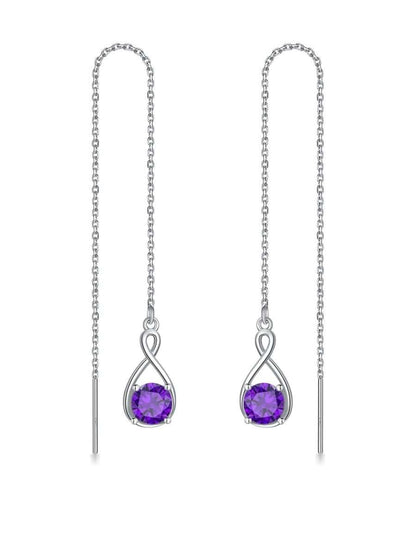 Elegant 925 sterling silver zircon drop earrings with infinity design