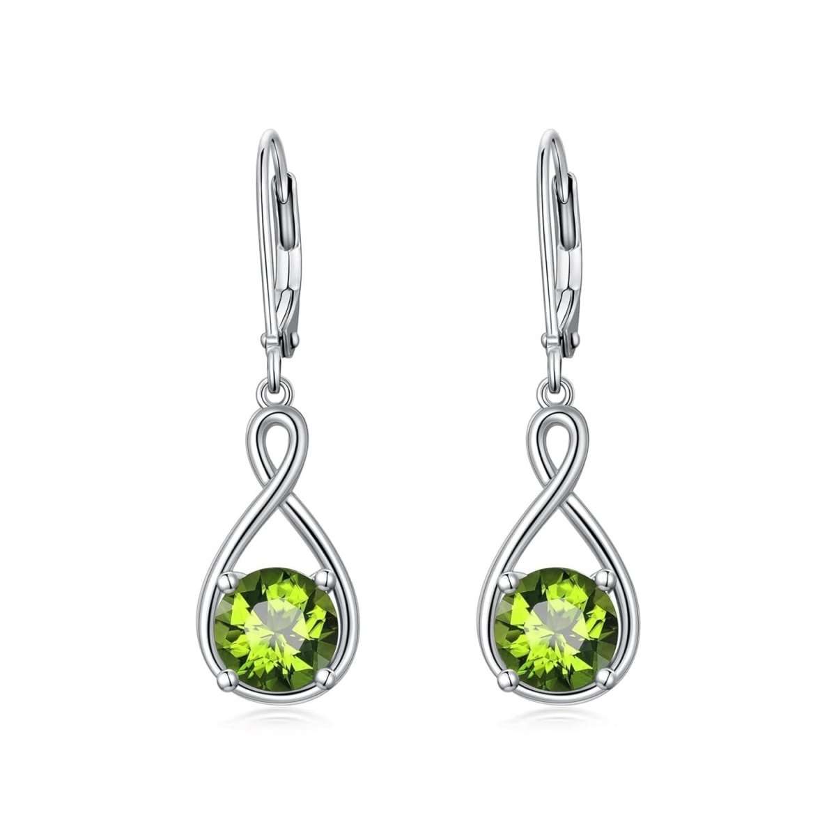 Elegant 925 sterling silver zircon drop earrings with infinity design