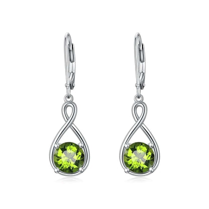 Elegant 925 sterling silver zircon drop earrings with infinity design