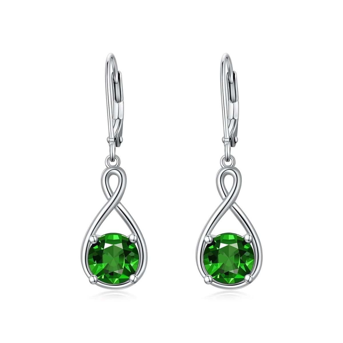 Elegant 925 sterling silver zircon drop earrings with infinity design