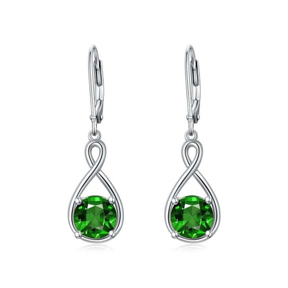 Elegant 925 sterling silver zircon drop earrings with infinity design