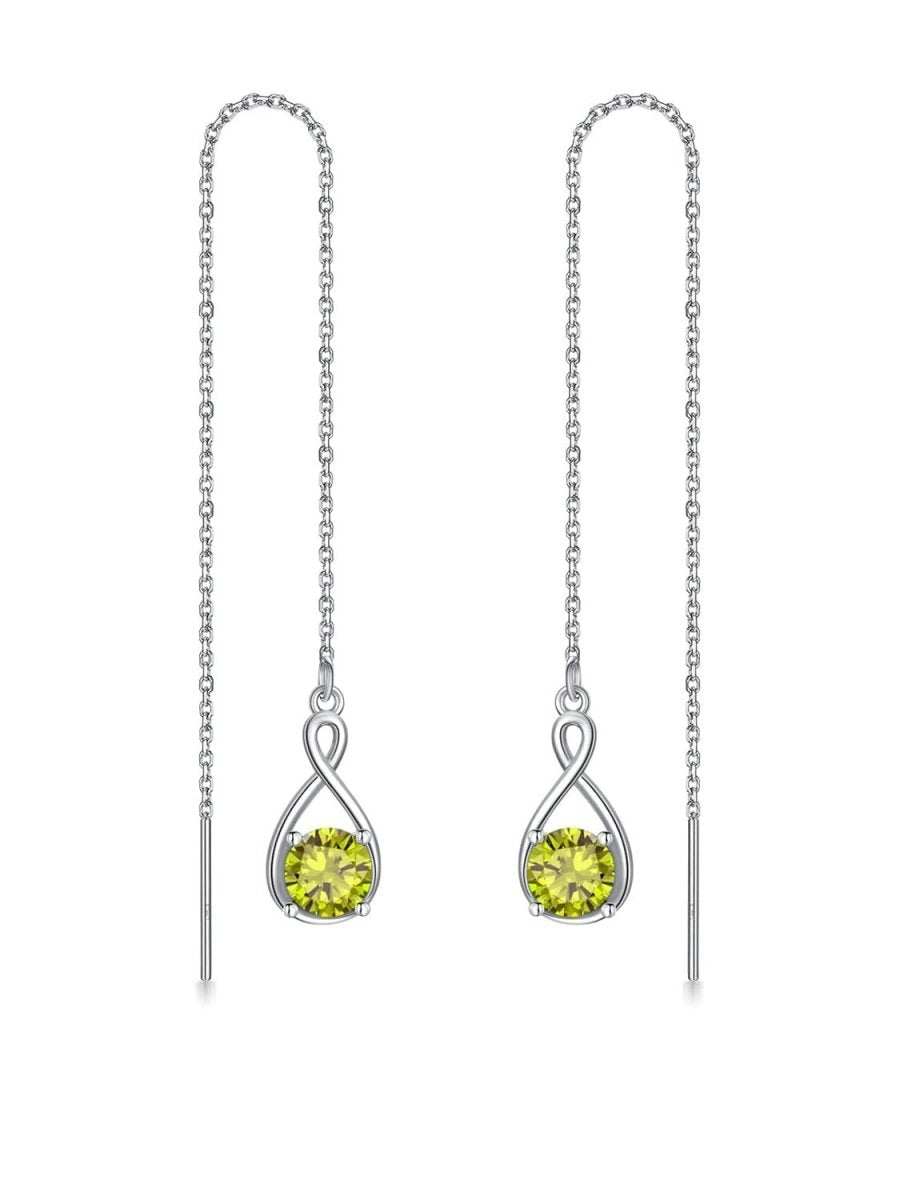 Elegant 925 sterling silver zircon drop earrings with infinity design