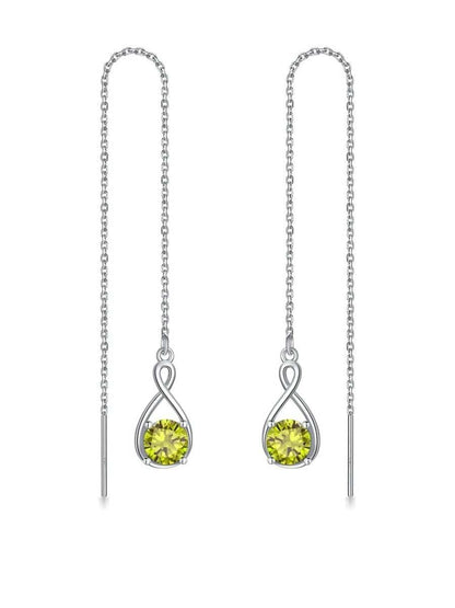Elegant 925 sterling silver zircon drop earrings with infinity design