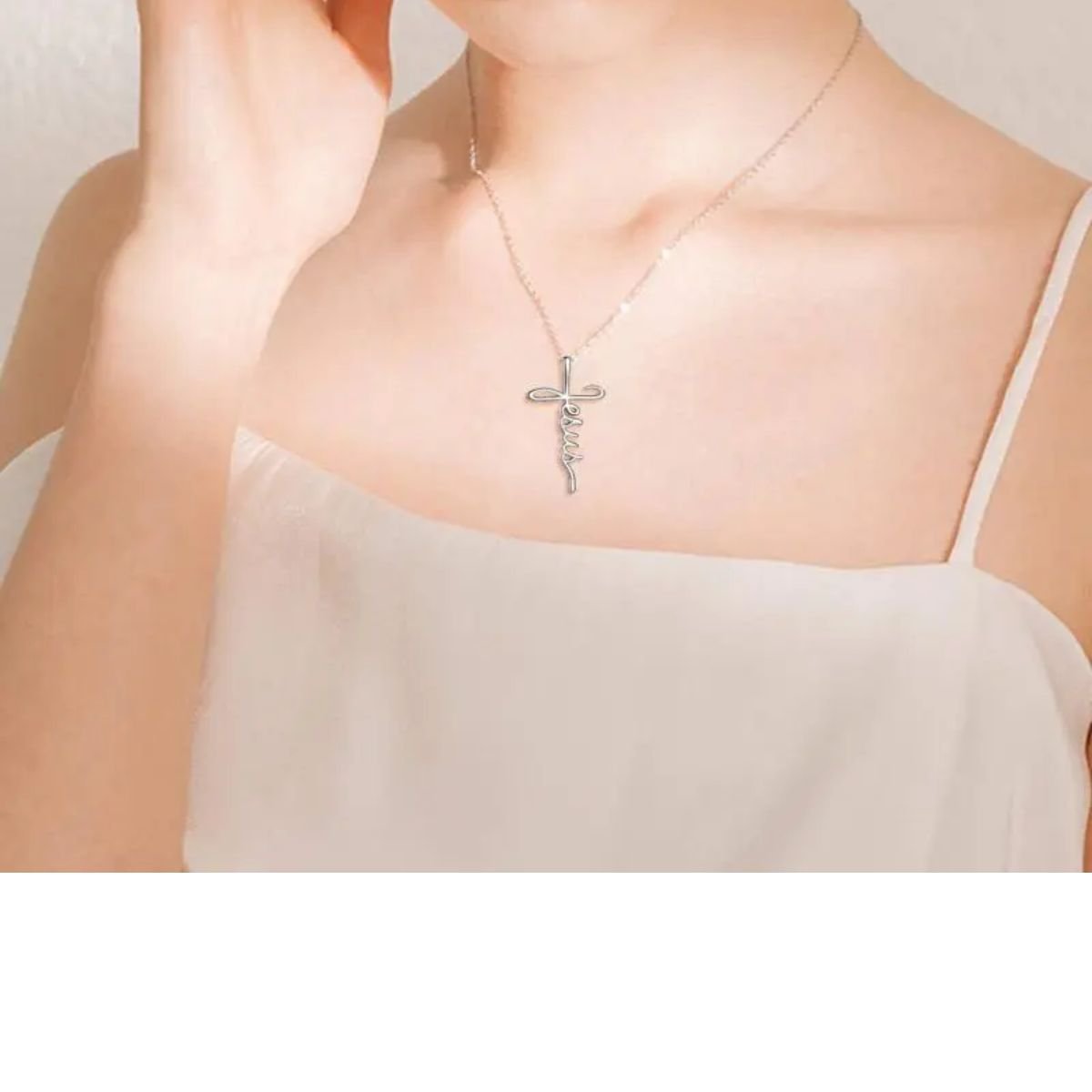 Sterling Silver Jesus Script Cross Necklace – Faith Jewelry - Yourstylesite