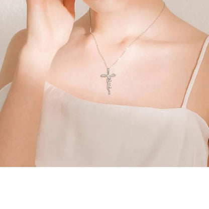 Sterling Silver Jesus Script Cross Necklace – Faith Jewelry - Yourstylesite
