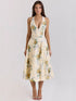 Stylish Floral Print Halter Neck Summer A-Line Dress - Yourstylesite