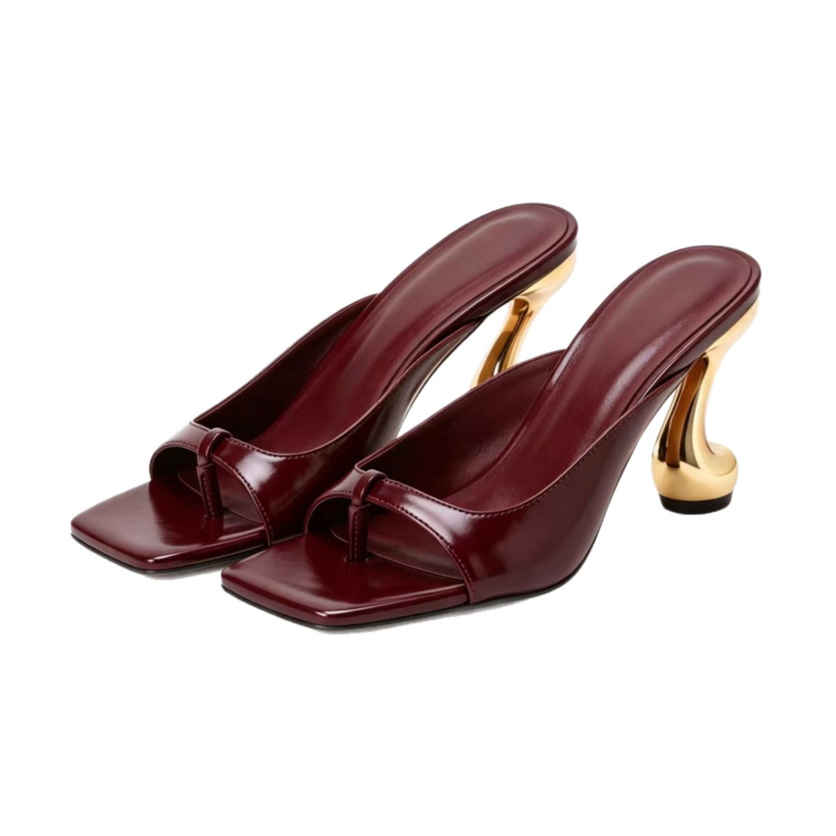 Trendy Metallic Square-Toe Chunky Heel Sandals - Yourstylesite