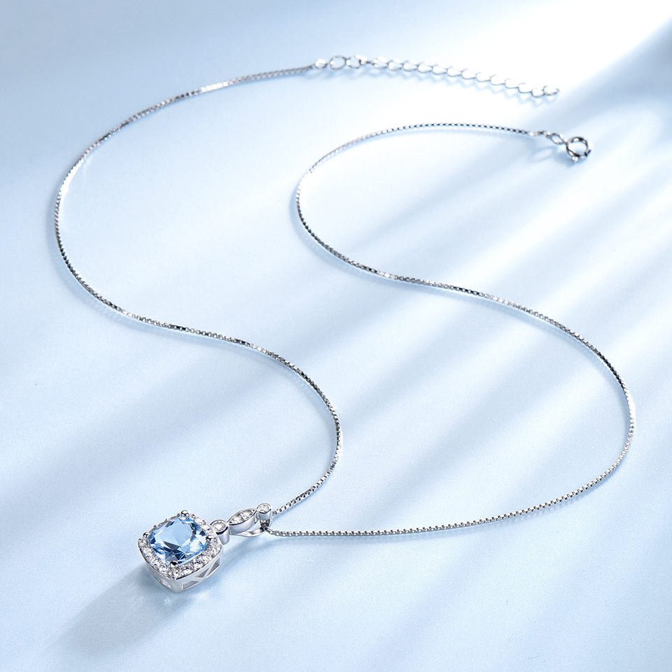 925 Sterling Silver Necklace Sky Blue Topaz Four-Piece Set - YOURSTYLESITE