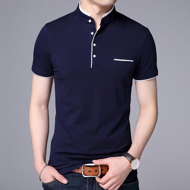 Casual Cotton Stand Collar Short Sleeve Shirt - Multiple Colors &amp; Sizes - YOURSTYLESITE