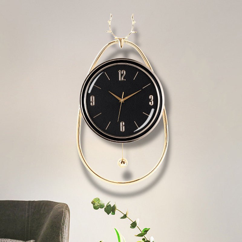 Nordic Luxury Deer Head Wall Clock - Modern Metal Design - Yourstylesite