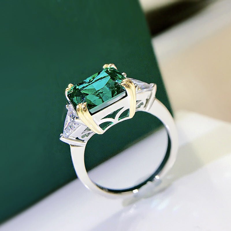 Paraiba Green Silver Ring - European Style Women&