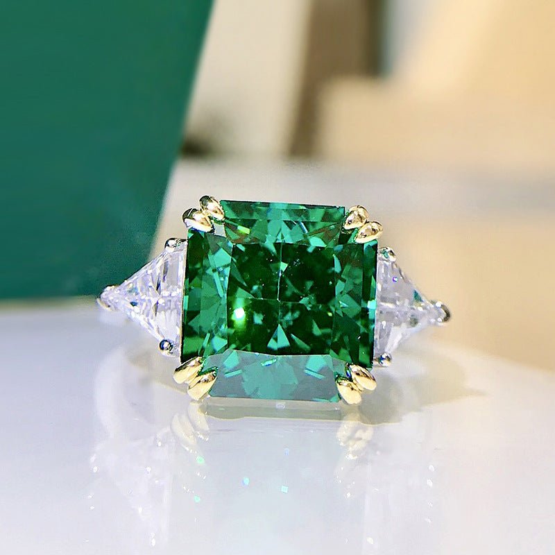 Paraiba Green Silver Ring - European Style Women&