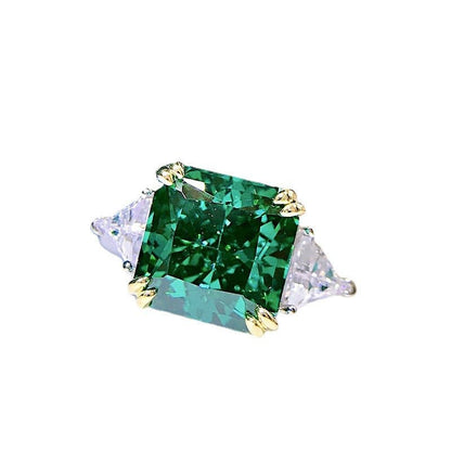 Paraiba Green Silver Ring - European Style Women&