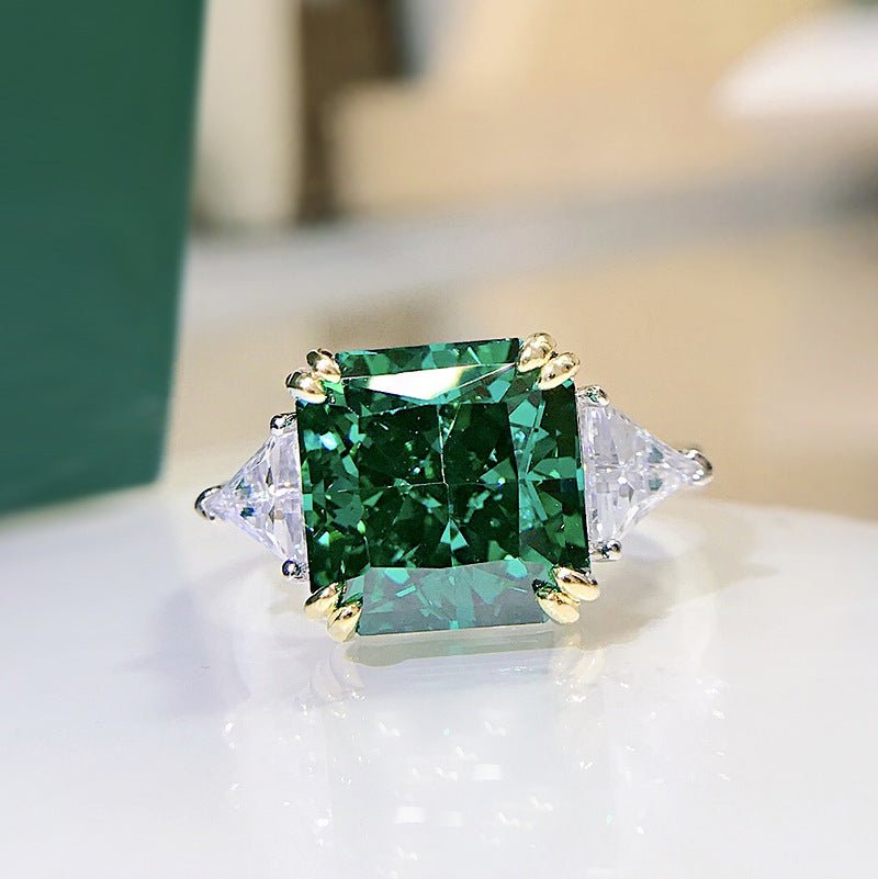 Paraiba Green Silver Ring - European Style Women&