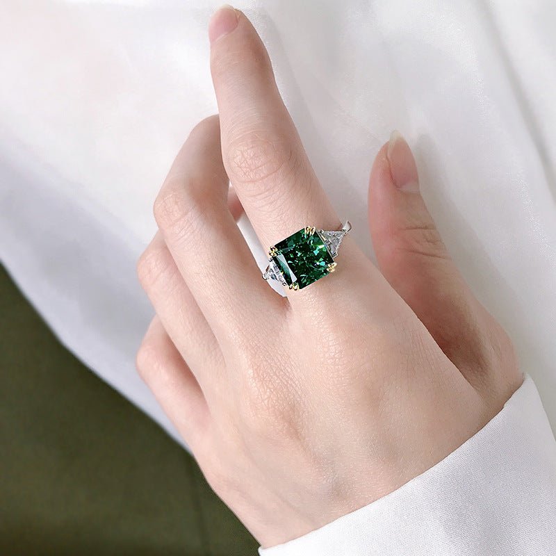 Paraiba Green Silver Ring - European Style Women&