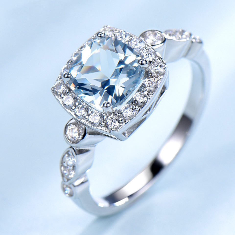 Pure Silver Ring Blue Topaz Ring - YOURSTYLESITE