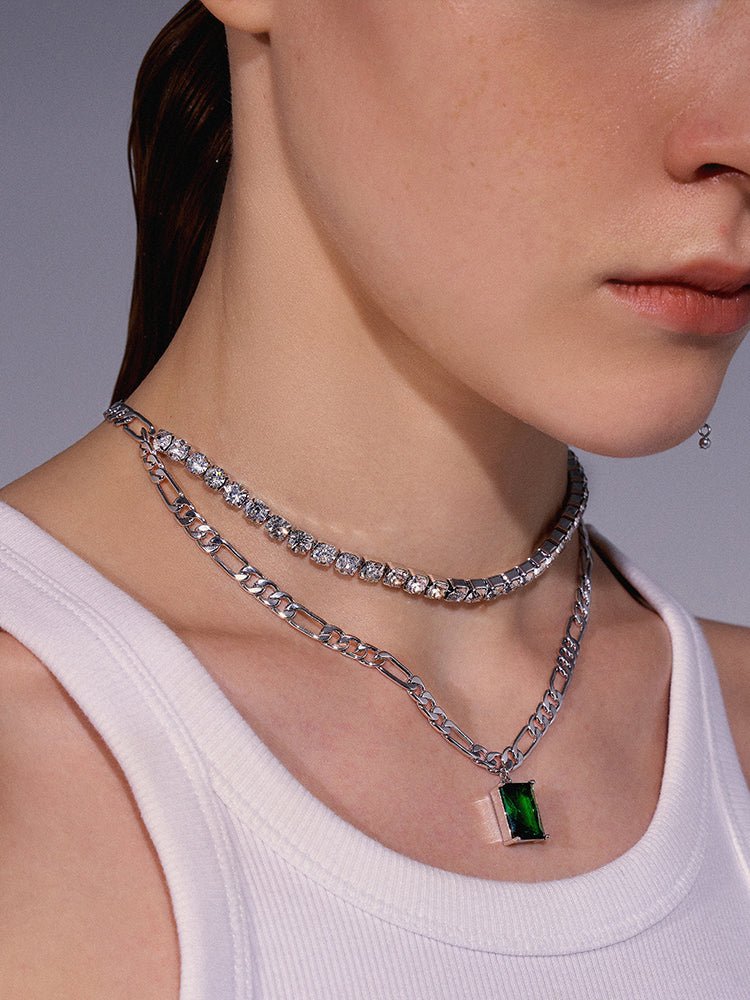 Rhinestone Double Stitching Clavicle Chain Necklace - High-End Jewelry - Yourstylesite