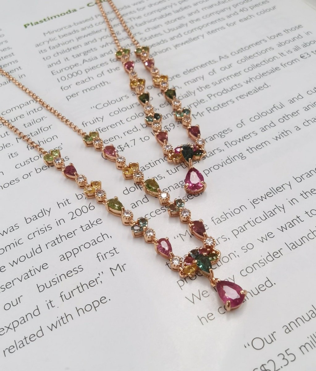 Rose Gold Tourmaline Necklace: Sparkling U-shaped Silver Beauty - Yourstylesite