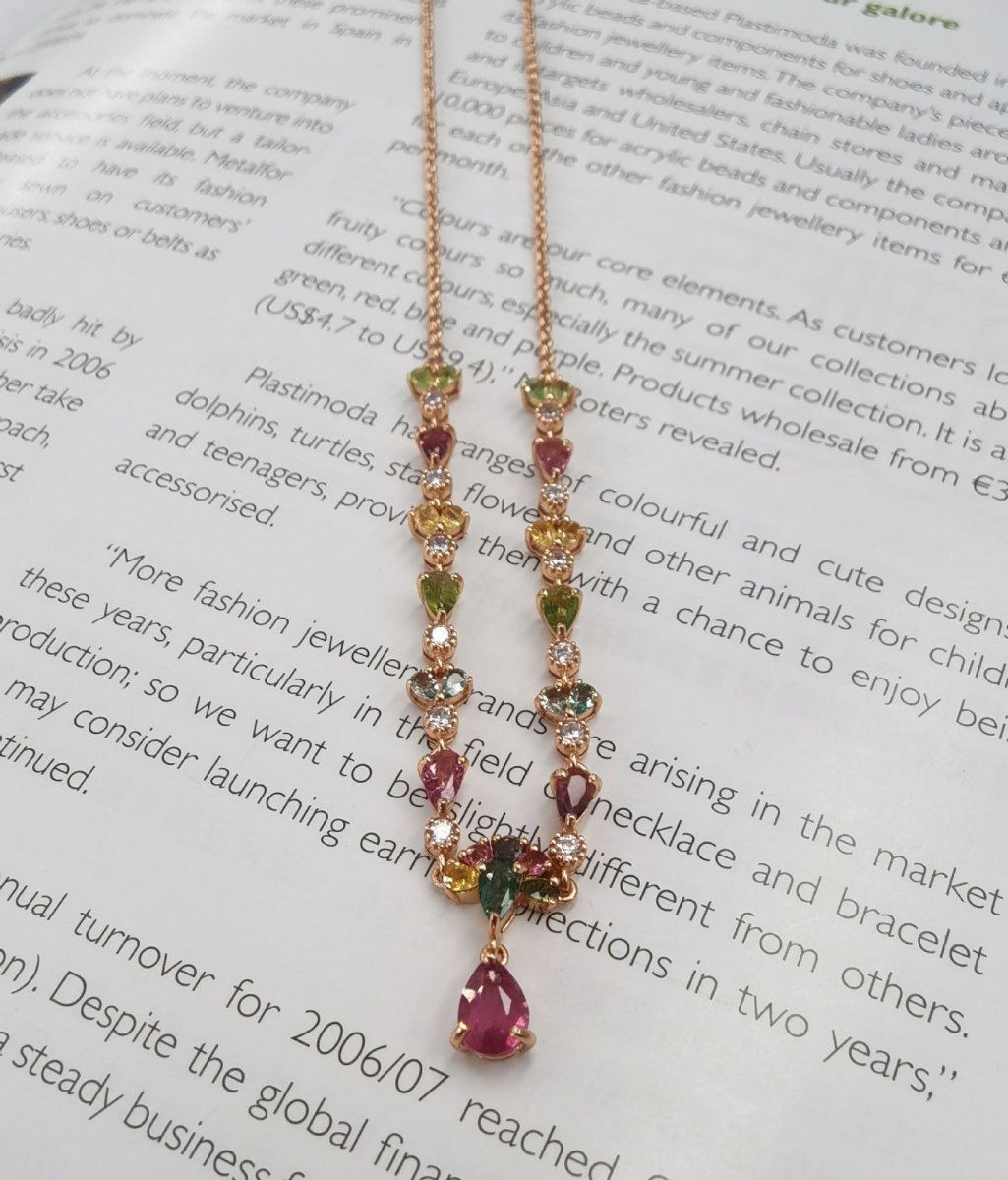 Rose Gold Tourmaline Necklace: Sparkling U-shaped Silver Beauty - Yourstylesite