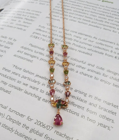 Rose Gold Tourmaline Necklace: Sparkling U-shaped Silver Beauty - Yourstylesite