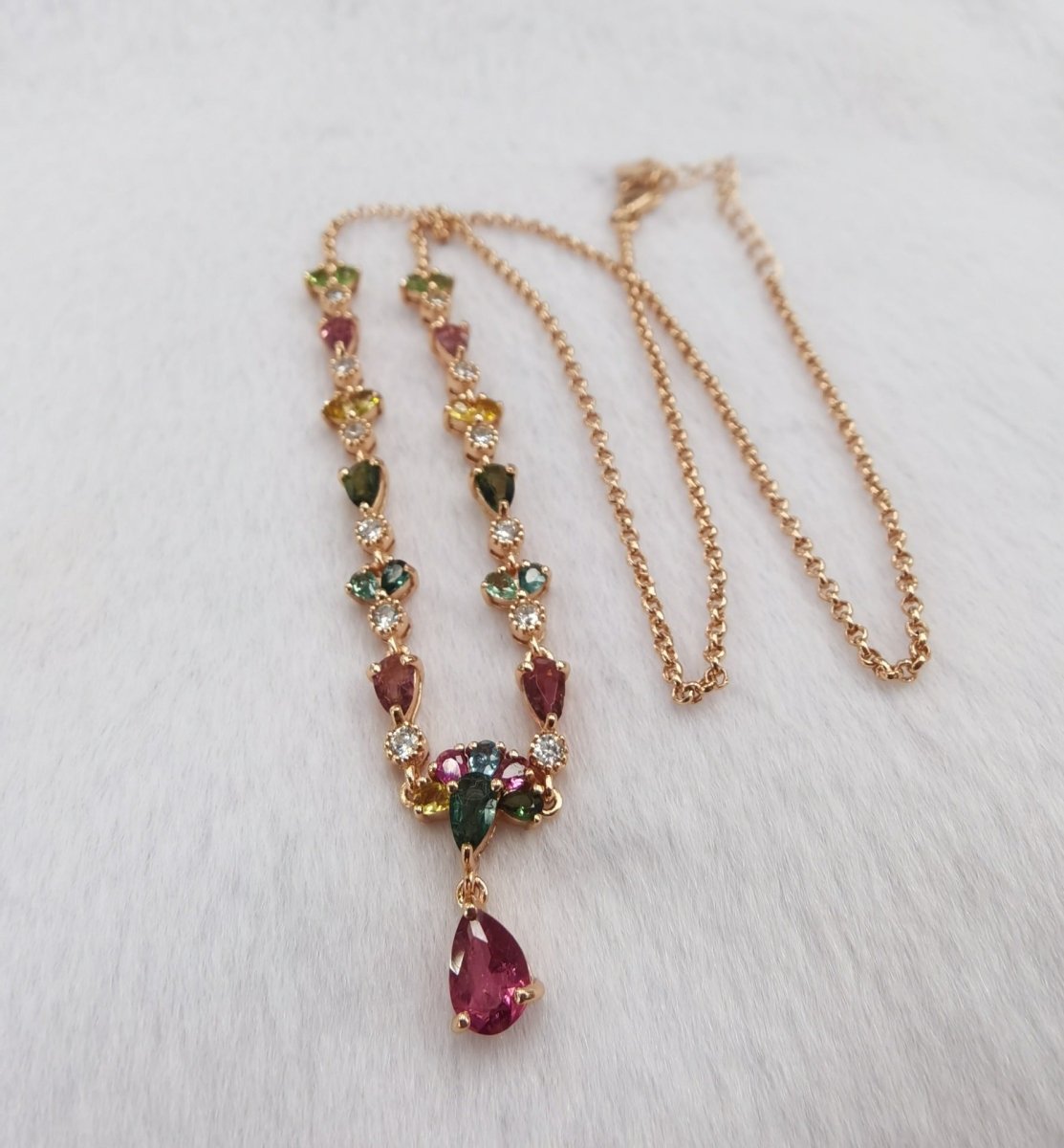 Rose Gold Tourmaline Necklace: Sparkling U-shaped Silver Beauty - Yourstylesite
