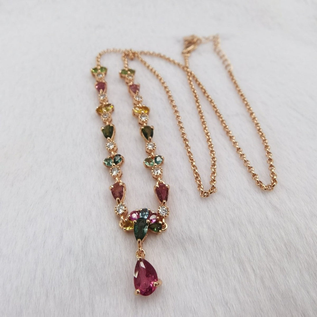 Rose Gold Tourmaline Necklace: Sparkling U-shaped Silver Beauty - Yourstylesite