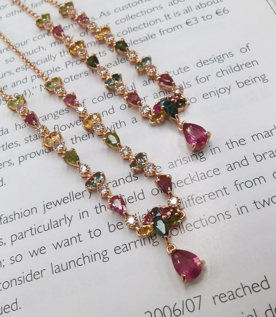 Rose Gold Tourmaline Necklace: Sparkling U-shaped Silver Beauty - Yourstylesite
