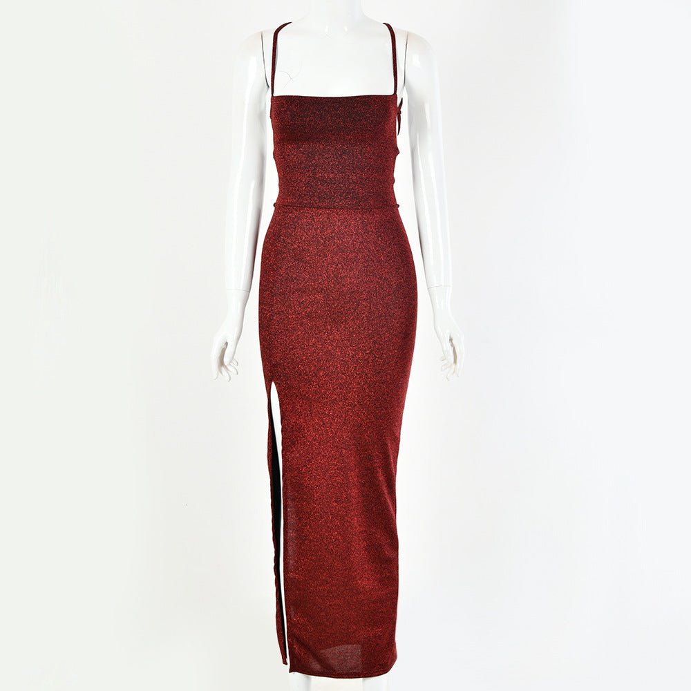 Sexy Slit Suspender Skirt - Irregular, High Waist, Polyester Fiber - YOURSTYLESITE