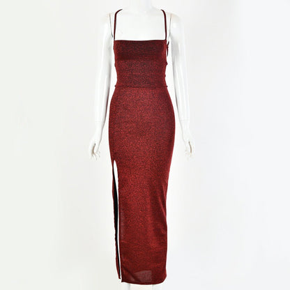 Sexy Slit Suspender Skirt - Irregular, High Waist, Polyester Fiber - YOURSTYLESITE