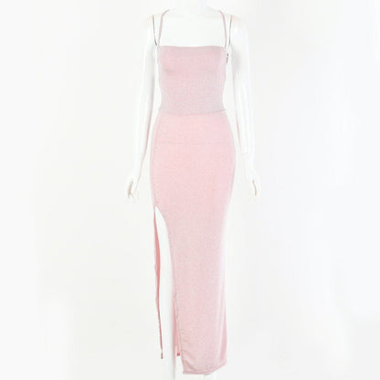 Sexy Slit Suspender Skirt - Irregular, High Waist, Polyester Fiber - YOURSTYLESITE
