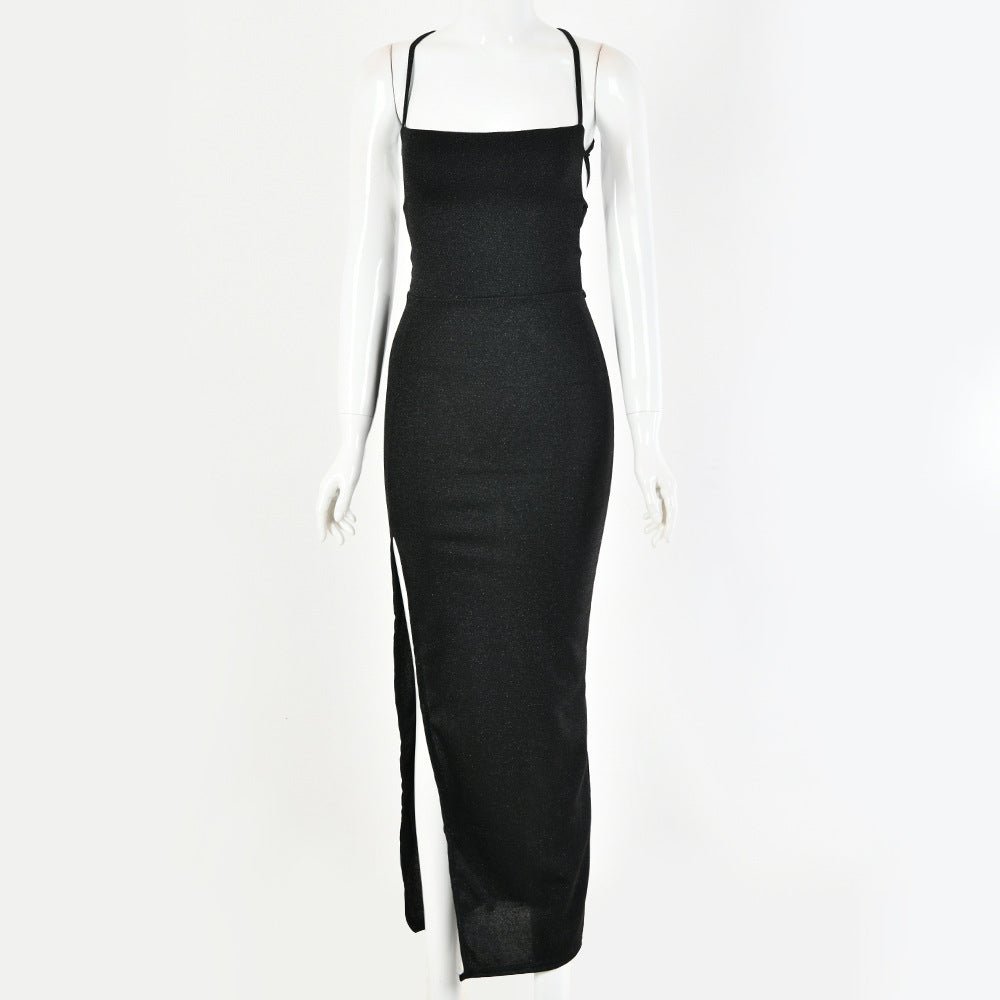 Sexy Slit Suspender Skirt - Irregular, High Waist, Polyester Fiber - YOURSTYLESITE