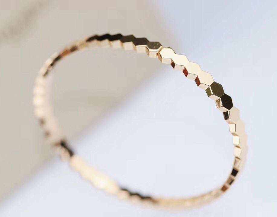 Sterling Silver Honeycomb Bracelet in gold electroplated metal with hexagonal patterned links, sleek and elegant design
