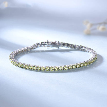Sterling Silver Peridot Bracelet - Elegant Gemstone Jewelry for Women - YOURSTYLESITE