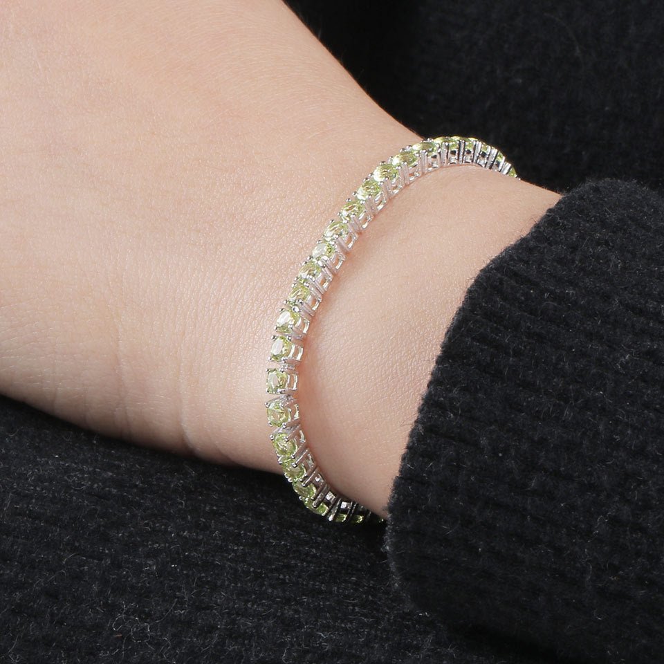 Sterling Silver Peridot Bracelet - Elegant Gemstone Jewelry for Women - YOURSTYLESITE