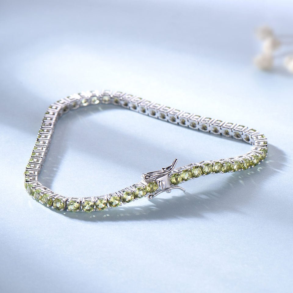 Sterling Silver Peridot Bracelet - Elegant Gemstone Jewelry for Women - YOURSTYLESITE