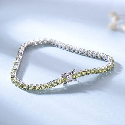 Sterling Silver Peridot Bracelet - Elegant Gemstone Jewelry for Women - YOURSTYLESITE