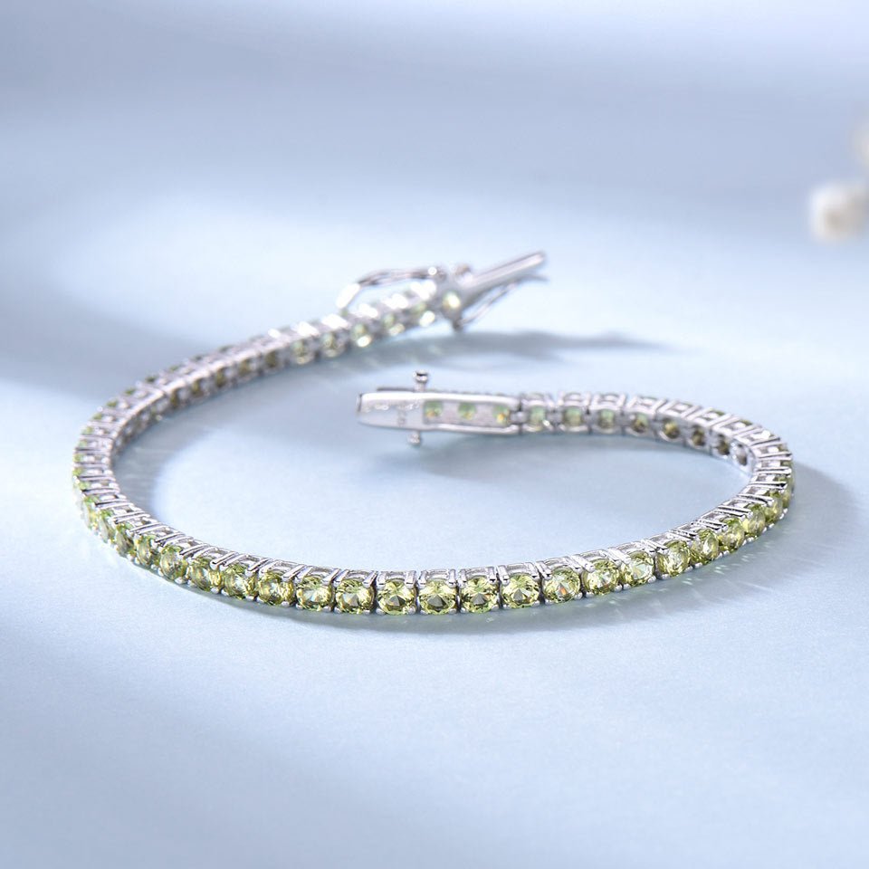 Sterling Silver Peridot Bracelet - Elegant Gemstone Jewelry for Women - YOURSTYLESITE