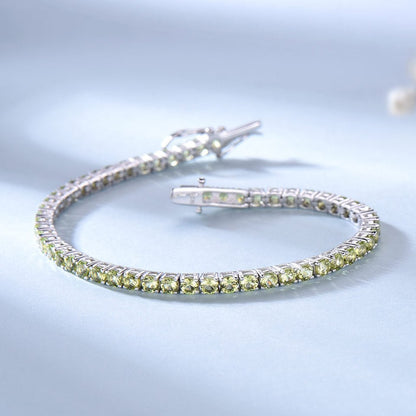 Sterling Silver Peridot Bracelet - Elegant Gemstone Jewelry for Women - YOURSTYLESITE