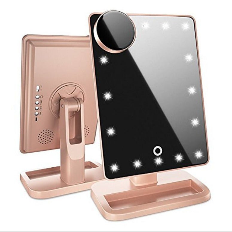 Touch Screen Makeup Mirror With 20 LED Light Bluetooth Music Speaker 10X Magnifying Mirrors Lights - YOURSTYLESITE